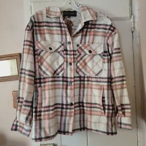 Spoon Jeans Plaid Shacket Jacket Shirt Coat W/pockets Cabincore Vibes Nwt